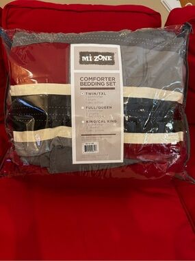 Mi-Zone Red and Gray Striped Comforter Bedding Set